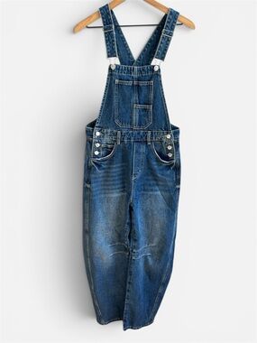 Sweet Lovely by Jen NWT Sarah Overalls Barrel Leg Classic Blue Denim Size Small